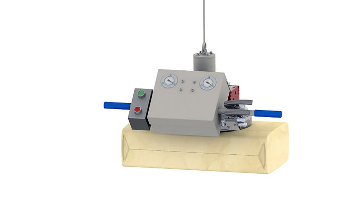 Sack suction cup as part of a new ergonomic handling system with crane, balancer, and end effector